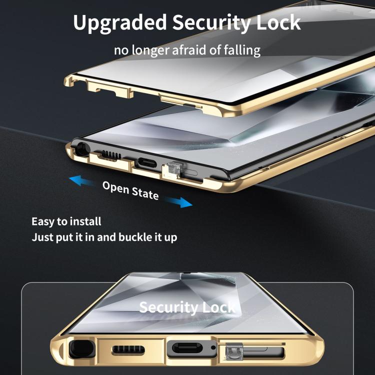For Samsung Galaxy S25 Ultra 5G MagSafe Magnetic HD Frosted Tempered Glass Holder Phone Case(Gold) - Galaxy S25 Ultra 5G Cases by PMC TechLife | Online Shopping South Africa | PMC TechLife | Buy Now Pay Later Mobicred