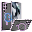 For Samsung Galaxy S25 Ultra 5G MagSafe Magnetic HD Frosted Tempered Glass Holder Phone Case(Purple) - Galaxy S25 Ultra 5G Cases by PMC TechLife | Online Shopping South Africa | PMC TechLife | Buy Now Pay Later Mobicred