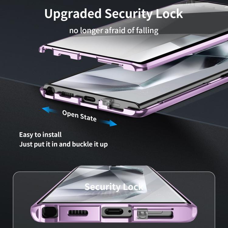 For Samsung Galaxy S25 Ultra 5G MagSafe Magnetic HD Frosted Tempered Glass Holder Phone Case(Purple) - Galaxy S25 Ultra 5G Cases by PMC TechLife | Online Shopping South Africa | PMC TechLife | Buy Now Pay Later Mobicred