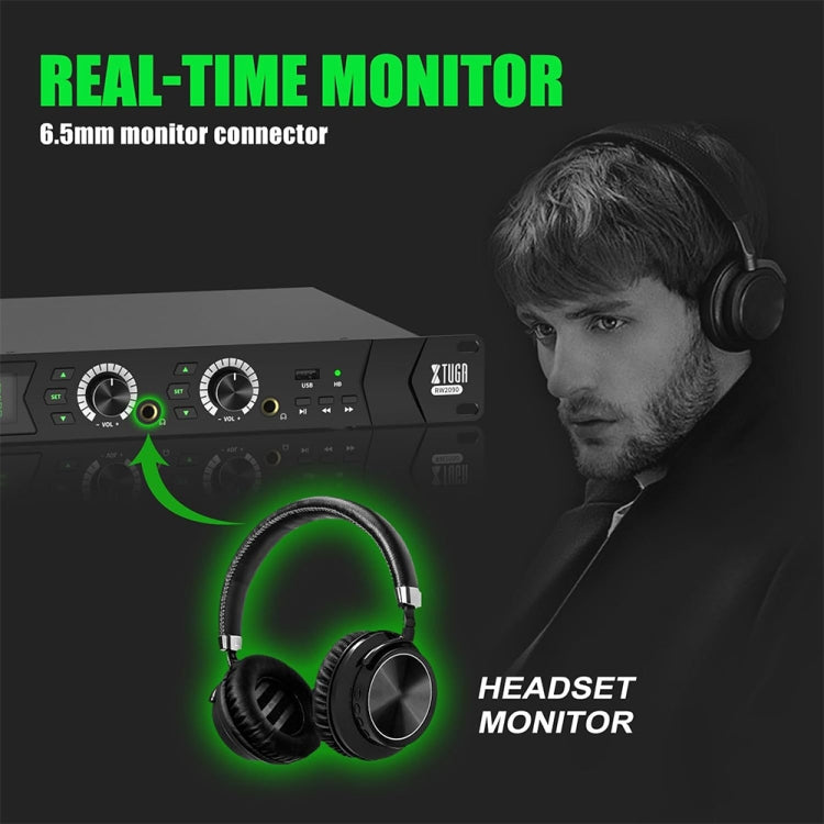 XTUGA RW2090 Professional Stage Wireless 2 Channel In Ear Monitoring System 2 in 1(UK Plug)