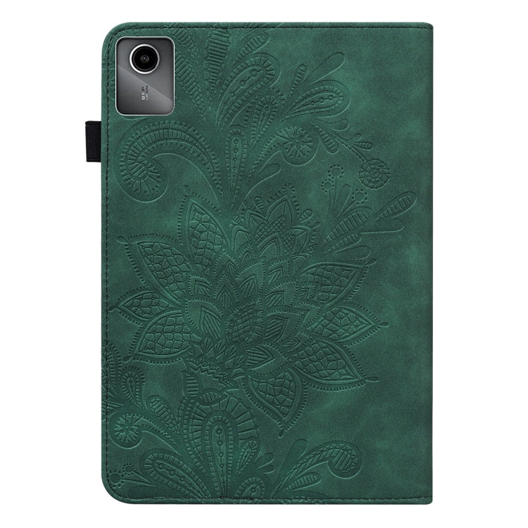For Lenovo Tab M11 / Xiaoxin Pad 11 2024 Lace Flower Embossing Pattern Leather Tablet Case(Green) - Lenovo by PMC Jewellery | Online Shopping South Africa | PMC Jewellery | Buy Now Pay Later Mobicred