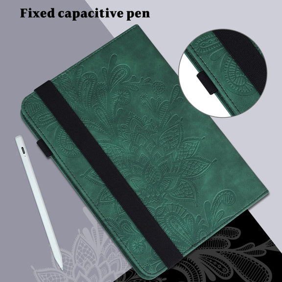 For Lenovo Tab M11 / Xiaoxin Pad 11 2024 Lace Flower Embossing Pattern Leather Tablet Case(Green)