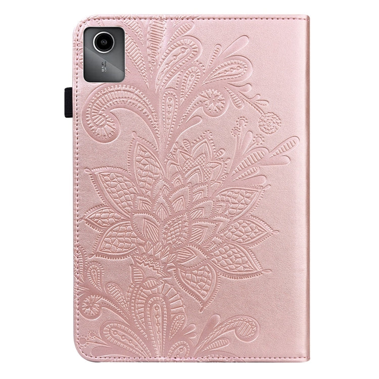 For Lenovo Tab M11 / Xiaoxin Pad 11 2024 Lace Flower Embossing Pattern Leather Tablet Case(Gold) - Lenovo by PMC Jewellery | Online Shopping South Africa | PMC Jewellery | Buy Now Pay Later Mobicred