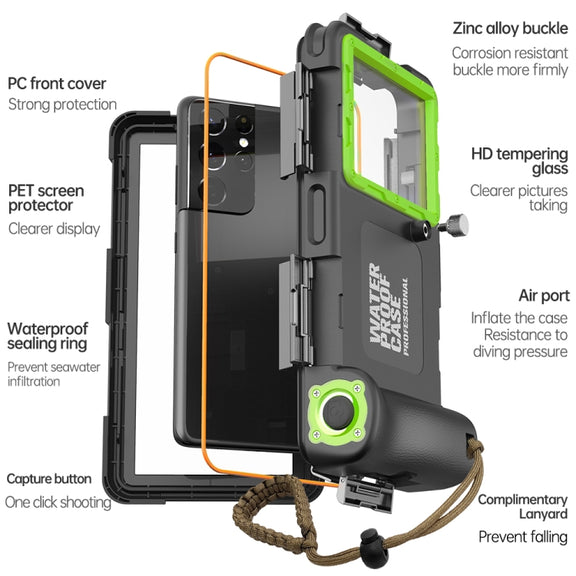 Diving Shell Gen2 Upgrade IP68 Water-resistant Phone Case(Black Green)