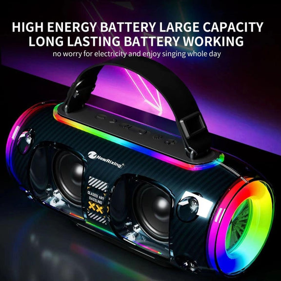 New Rixing NR8806 Portable Outdoor Wireless Bluetooth Speaker RGB Colorful Subwoofer, Style:Dual Mic(Blue)