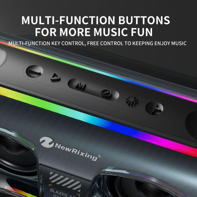 New Rixing NR8806 Portable Outdoor Wireless Bluetooth Speaker RGB Colorful Subwoofer, Style:Single Mic(Black)