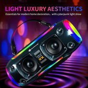 New Rixing NR8806 Portable Outdoor Wireless Bluetooth Speaker RGB Colorful Subwoofer, Style:Dual Mic(Blue)
