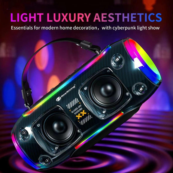 New Rixing NR8806 Portable Outdoor Wireless Bluetooth Speaker RGB Colorful Subwoofer, Style:Dual Mic(Blue)