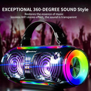 New Rixing NR8806 Portable Outdoor Wireless Bluetooth Speaker RGB Colorful Subwoofer, Style:Dual Mic(Blue)