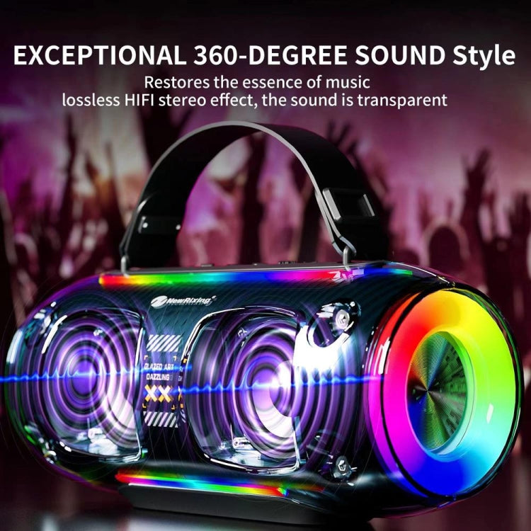 New Rixing NR8806 Portable Outdoor Wireless Bluetooth Speaker RGB Colorful Subwoofer, Style:Dual Mic(Blue)