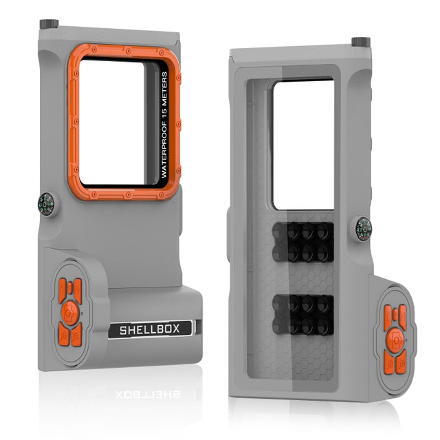 Diving Shell Gen3 Bluetooth Water-resistant Phone Case(Grey Orange)