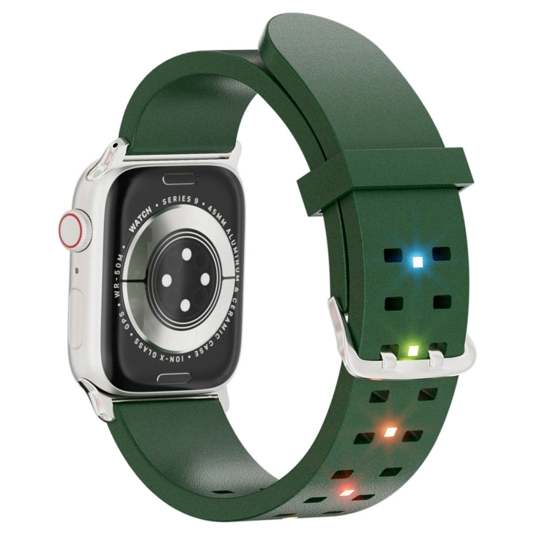 For Apple Watch SE 2023 44mm Luminous Colorful Light Silicone Watch Band(Green) - Watch Bands by PMC TechLife | Online Shopping South Africa | PMC TechLife