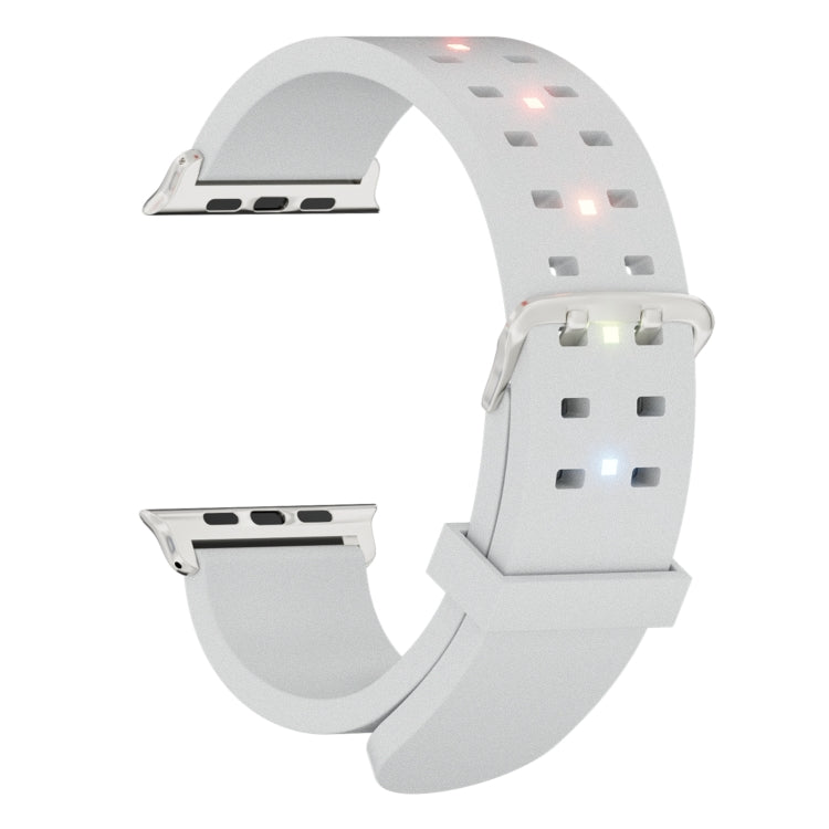 For Apple Watch SE 2022 44mm Luminous Colorful Light Silicone Watch Band(Light Grey)