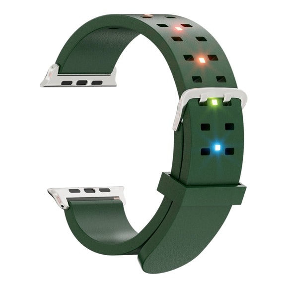 For Apple Watch SE 44mm Luminous Colorful Light Silicone Watch Band(Green)