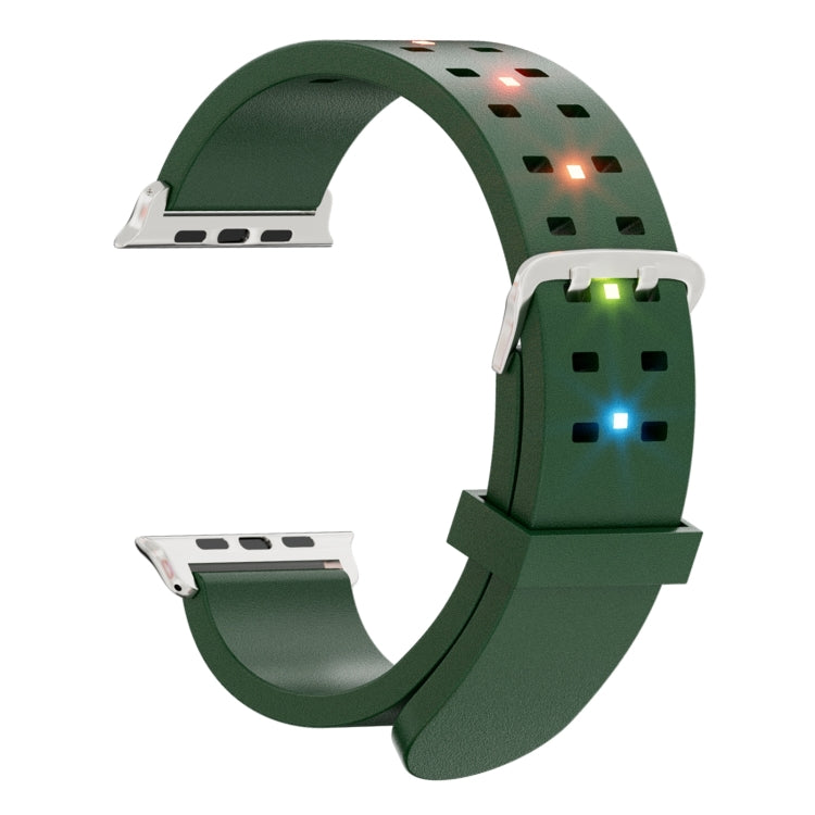 For Apple Watch Series 4 40mm Luminous Colorful Light Silicone Watch Band(Green)