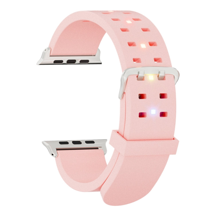 For Apple Watch Series 3 42mm Luminous Colorful Light Silicone Watch Band(Pink)