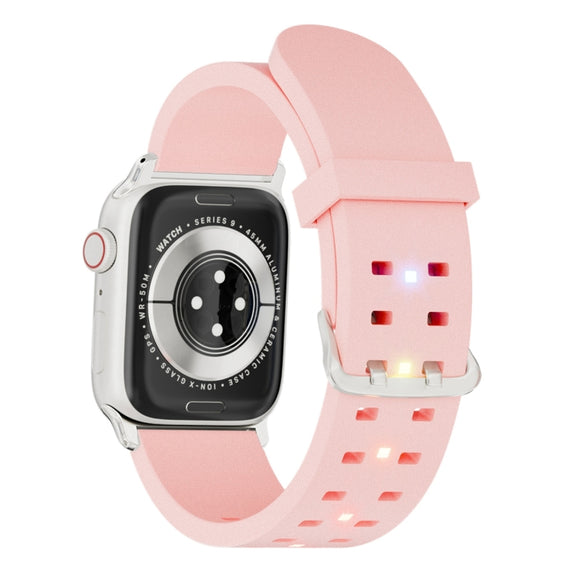 For Apple Watch Series 2 42mm Luminous Colorful Light Silicone Watch Band(Pink)