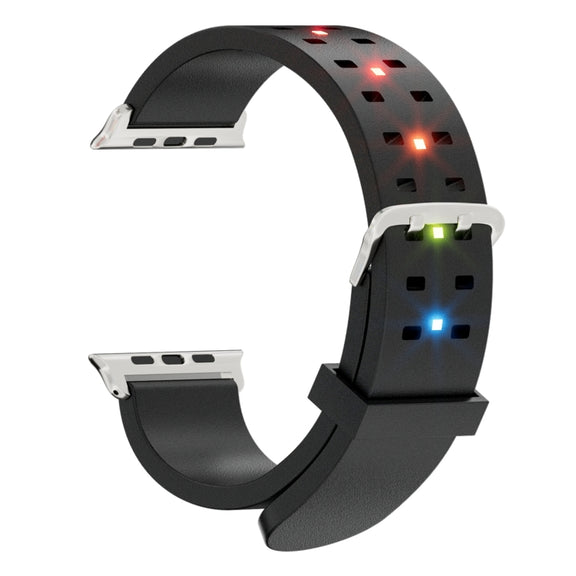 For Apple Watch Series 2 38mm Luminous Colorful Light Silicone Watch Band(Black)