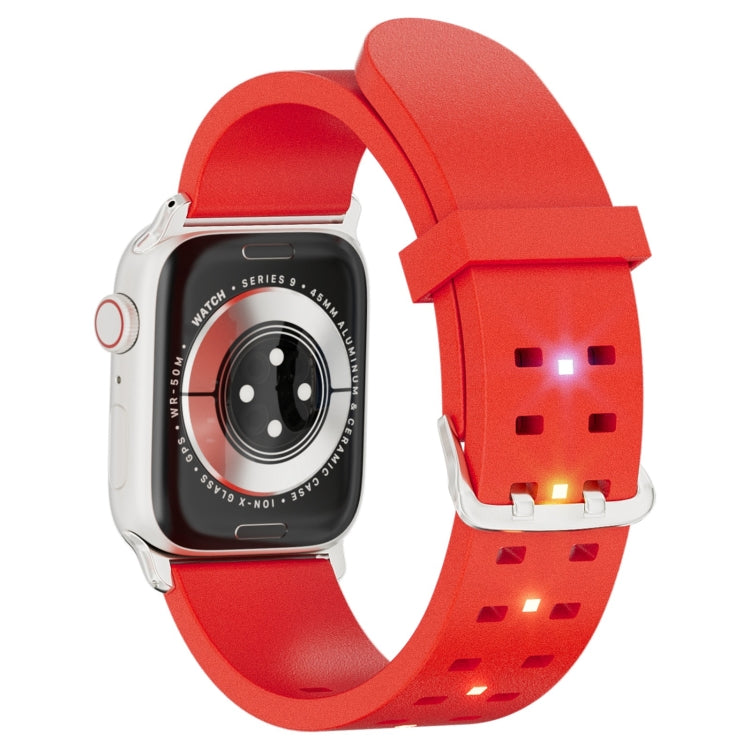 For Apple Watch Series 2 38mm Luminous Colorful Light Silicone Watch Band(Red) - Watch Bands by PMC TechLife | Online Shopping South Africa | PMC TechLife