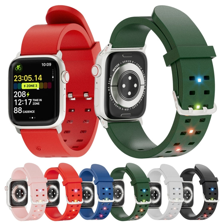 For Apple Watch SE 2023 40mm Luminous Colorful Light Silicone Watch Band(Light Grey)