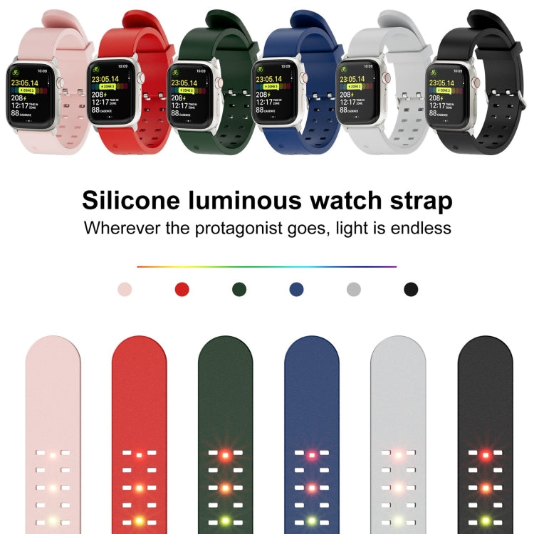 For Apple Watch SE 2023 40mm Luminous Colorful Light Silicone Watch Band(Light Grey)