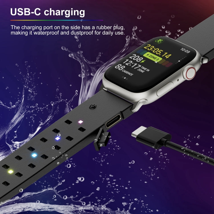 For Apple Watch Series 7 45mm Luminous Colorful Light Silicone Watch Band(Black) - Watch Bands by PMC TechLife | Online Shopping South Africa | PMC TechLife