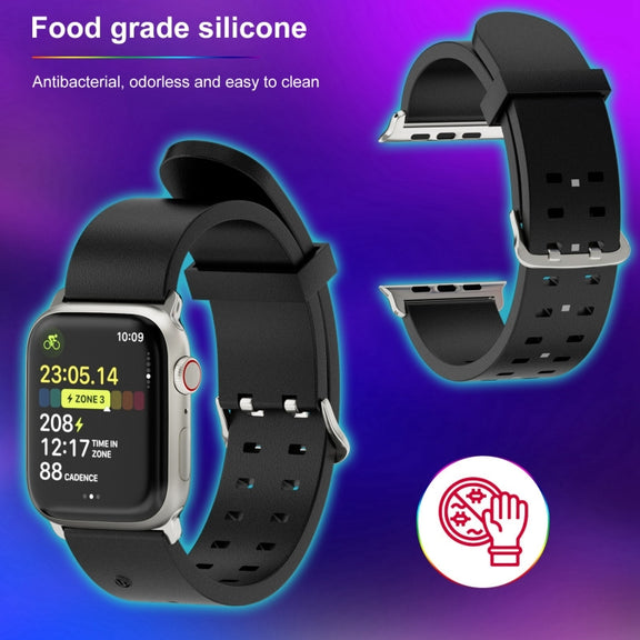 For Apple Watch Series 6 40mm Luminous Colorful Light Silicone Watch Band(Black)