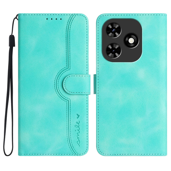 For Tecno Spark Go 2024 Heart Pattern Skin Feel Leather Phone Case(Light Blue)