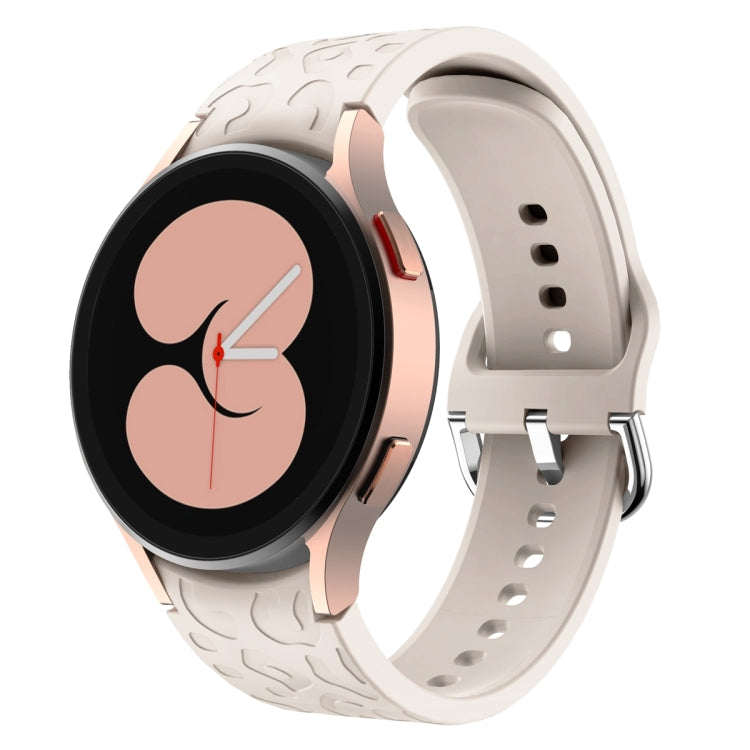 For Samsung Galaxy Watch 6 Leopard Print Embossed Silicone Watch Band(Starlight Color) - Watch Bands by PMC TechLife | Online Shopping South Africa | PMC TechLife