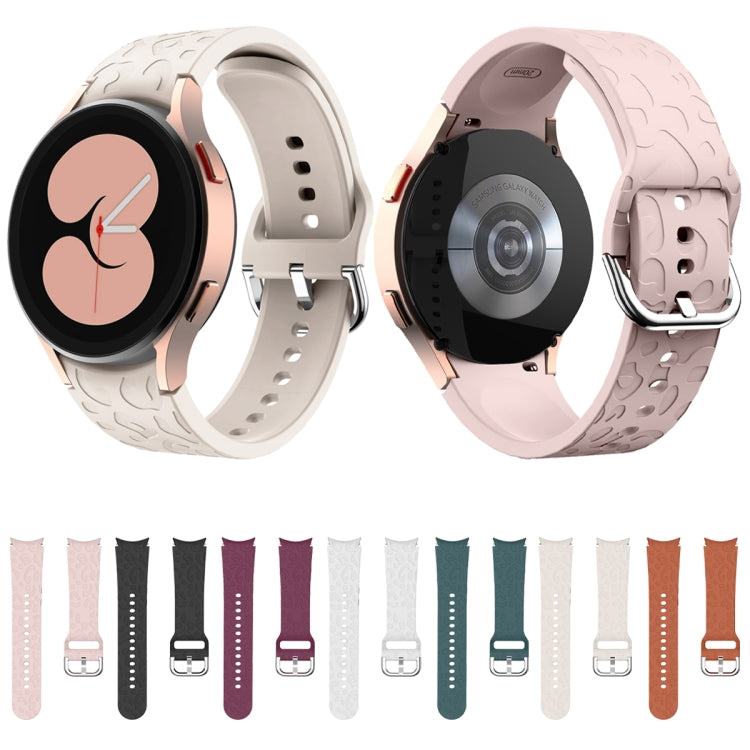 For Samsung Galaxy Watch 6 Leopard Print Embossed Silicone Watch Band(Pink) - Watch Bands by PMC TechLife | Online Shopping South Africa | PMC TechLife