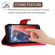 For Motorola Moto G Play 4G 2024 Rhombic Texture Flip Leather Phone Case with Long Lanyard(Red)