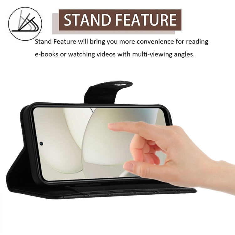 For Motorola Moto G Power 5G 2024 Rhombic Texture Flip Leather Phone Case with Long Lanyard(Black)