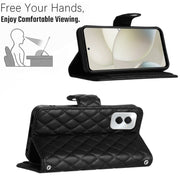 For Motorola Moto G Power 5G 2024 Rhombic Texture Flip Leather Phone Case with Long Lanyard(Black)