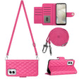 For Motorola Moto G Power 5G 2024 Rhombic Texture Flip Leather Phone Case with Long Lanyard(Rose Red) - Motorola Cases by PMC Jewellery | Online Shopping South Africa | PMC Jewellery | Buy Now Pay Later Mobicred