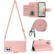 For Motorola Moto G Power 5G 2024 Rhombic Texture Flip Leather Phone Case with Long Lanyard(Coral Pink) - Motorola Cases by PMC Jewellery | Online Shopping South Africa | PMC Jewellery | Buy Now Pay Later Mobicred