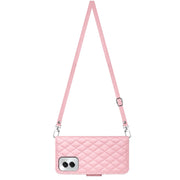 For Motorola Moto G Power 5G 2024 Rhombic Texture Flip Leather Phone Case with Long Lanyard(Pink)