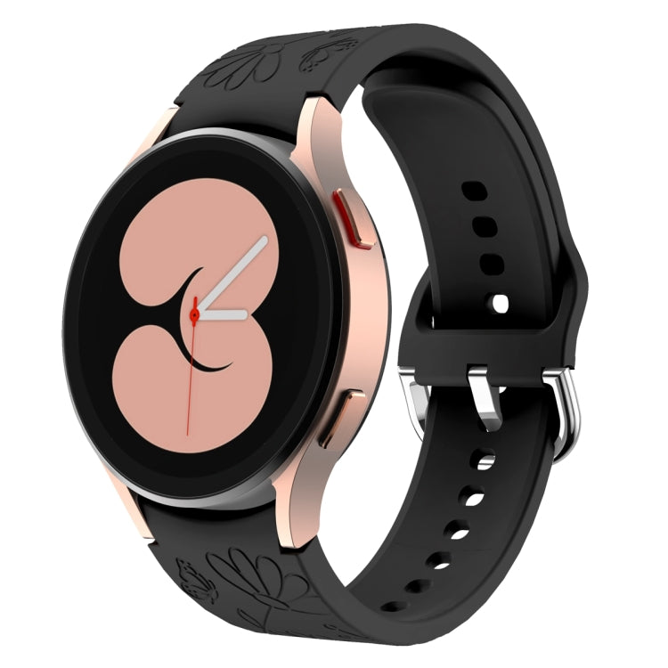 For Samsung Galaxy Watch 6 Butterfly Flower Embossed Silicone Watch Band(Black) - Watch Bands by PMC TechLife | Online Shopping South Africa | PMC TechLife