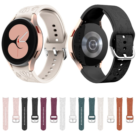 For Samsung Galaxy Watch 6 Butterfly Flower Embossed Silicone Watch Band(Pink)