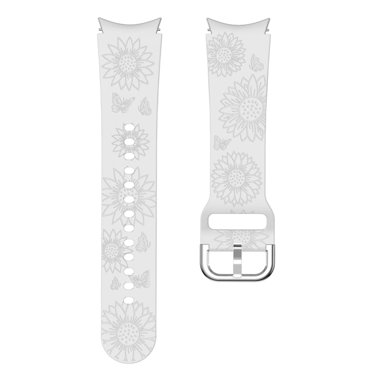 For Samsung Galaxy Watch 6 Sunflower Pattern Embossed Silicone Watch Band(Light Grey) - Watch Bands by PMC TechLife | Online Shopping South Africa | PMC TechLife