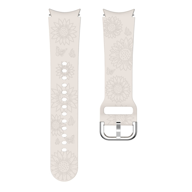 For Samsung Galaxy Watch 6 Sunflower Pattern Embossed Silicone Watch Band(Starlight Color) - Watch Bands by PMC TechLife | Online Shopping South Africa | PMC TechLife