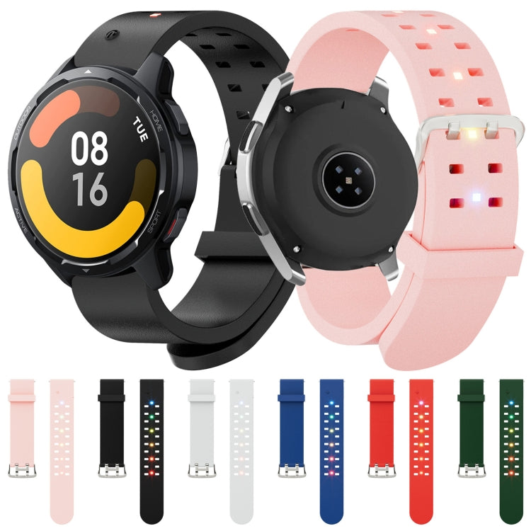 22mm Luminous Colorful Light Silicone Watch Band(Black)