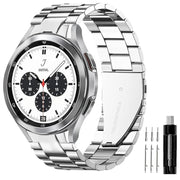 For Samsung Galaxy Watch 6 / 5 / 4 Three Bead Stainless Steel Metal Watch Band(Silver)