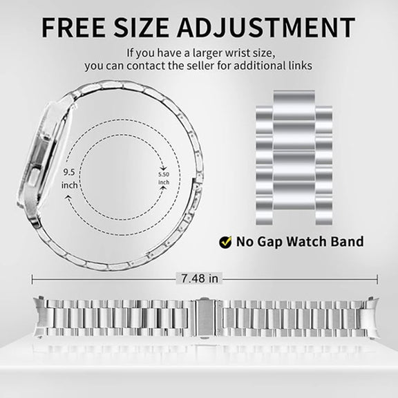 For Samsung Galaxy Watch 6 / 5 / 4 Three Bead Stainless Steel Metal Watch Band(Silver)