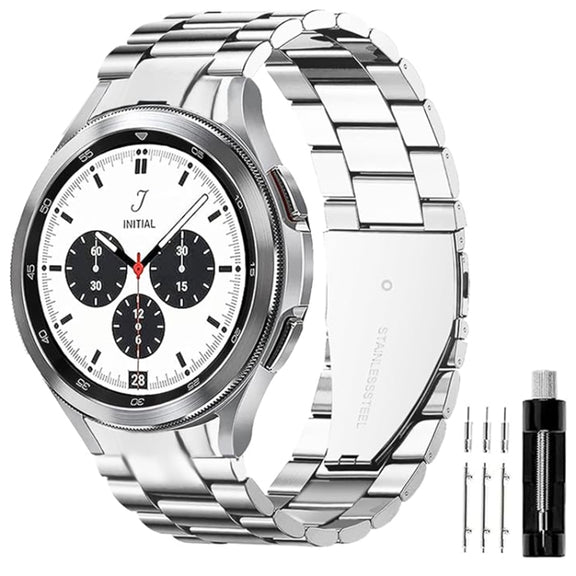 For Samsung Galaxy Watch 6 / 5 / 4 Three Bead Stainless Steel Metal Watch Band(Silver)