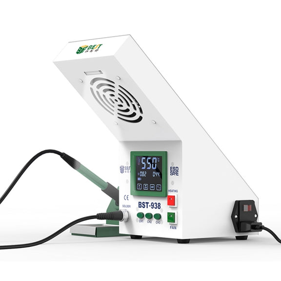BEST BST-938 LED Electric Iron Smoking Instrument Smoke Purifier Soldering Station with Exhaust Fan, US Plug