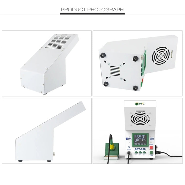 BEST BST-938 LED Electric Iron Smoking Instrument Smoke Purifier Soldering Station with Exhaust Fan, US Plug