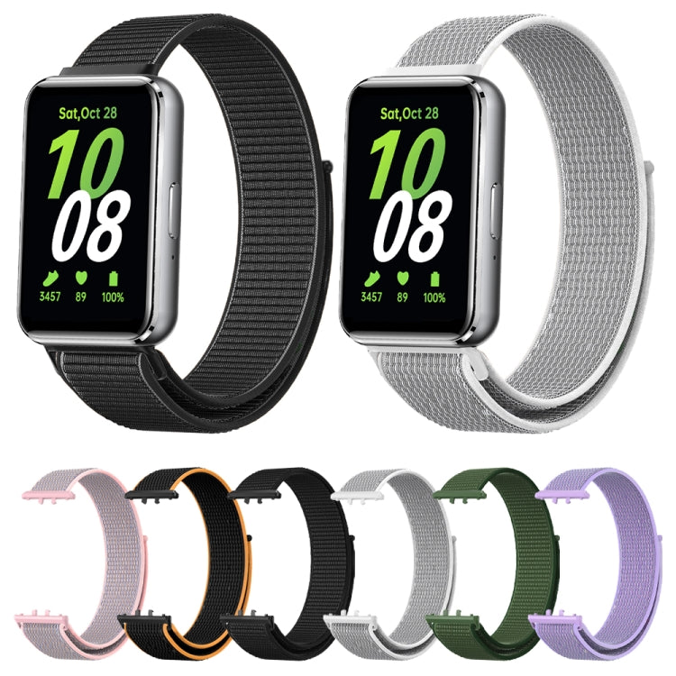 For Samsung Galaxy Fit 3 Woven Nylon Loop Watch Band(Black Orange)