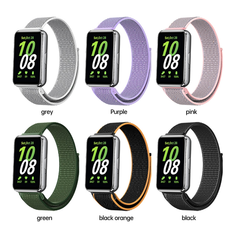 For Samsung Galaxy Fit 3 Woven Nylon Loop Watch Band(Grey White) - Watch Bands by PMC TechLife | Online Shopping South Africa | PMC TechLife