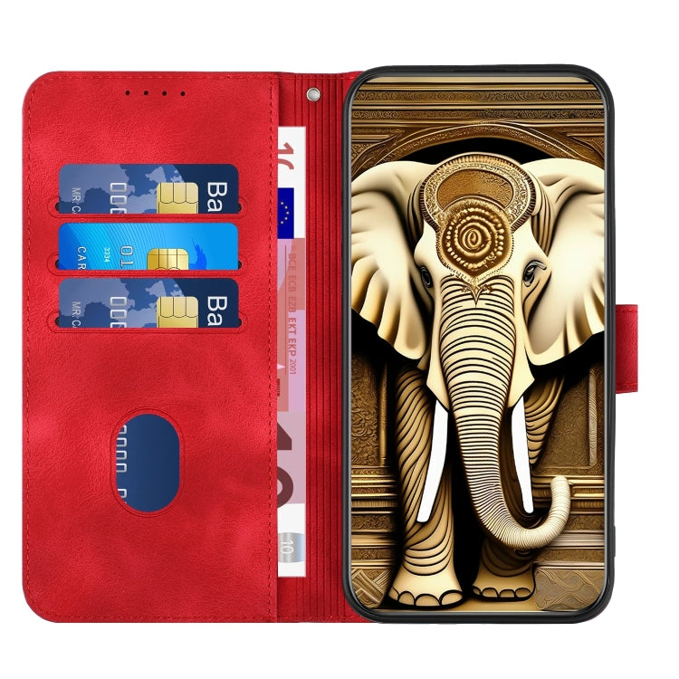 For Tecno Spark Go 2024 YX0060 Elephant Head Embossed Phone Leather Case with Lanyard(Red)