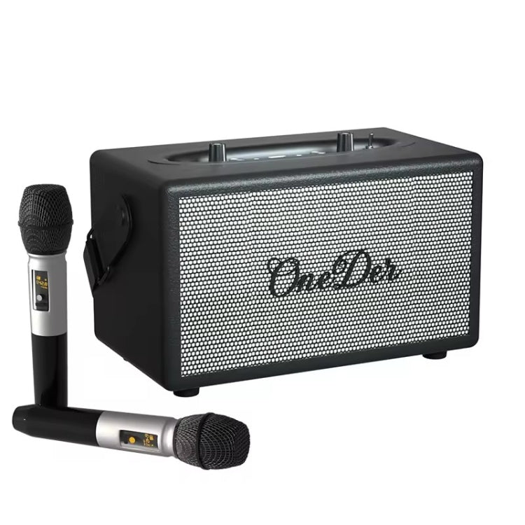 Oneder D7 Bluetooth Speaker Outdoor Karaoke Wireless Speakers With Two Mic(Black) - free shipping - PMC Jewellery - Order now!